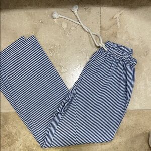 SHEIN Blue and White Striped Wide Leg Pants
